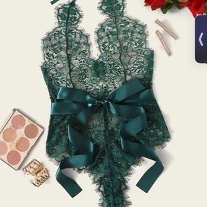 SHEIN: Teal Lace Bodysuit